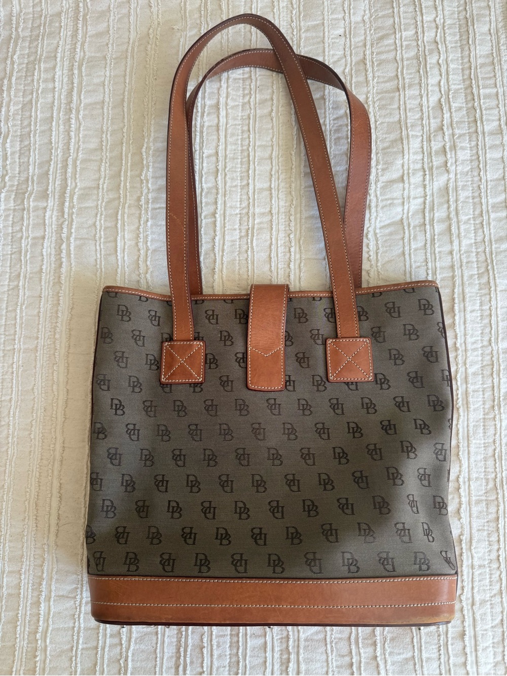 Vintage Dooney & Bourke monogram canvas tote bag leather classic - Picture 4 of 12